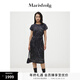 Marisfrolg【新能量黑裙】瑪絲菲爾夏季圓領(lǐng)捏褶收腰修身黑色連衣裙女 花色 M