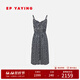 EP雅瑩2025秋裝新款女裝 設計感波點(diǎn)印花無(wú)袖A字吊帶連衣裙4247A 黑色 L