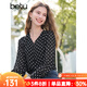 百圖betu女裝2025春季新款襯衫V領(lǐng)復古波點(diǎn)印花雪紡長(cháng)袖襯衫女2502T39 黑色 L