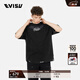 EVISUKURO 男士商標刺繡超寬松短袖T恤 黑色 M 【超寬松可選小1-2個(gè)尺碼】