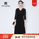 MY TENO2025夏季新款黑色蕾絲亮片連衣裙子V領(lǐng)收腰時(shí)尚氣質(zhì)法式女 黑色 2XL 44