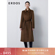 ERDOS 美拉德羊絨大衣圍裹水波紋修身顯瘦長(cháng)款簡(jiǎn)約女毛呢大衣 可可 155/80A/S