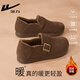 回力女鞋冬季新款加絨勃肯鞋女一腳蹬保暖棉鞋子女3128 棕色 38