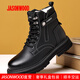 JASONWOOD品牌男鞋2025冬季新款男士真皮加絨高幫馬丁靴保暖棉鞋加厚雪地靴 黑色加絨【正品男鞋】 42 (260mm)