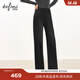 伊芙麗（eifini）蔣欣代言伊芙麗彈力加絨發(fā)熱牛仔褲修身直筒褲子女2025秋季新款 黑色 XL 125-140斤