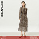 顏域法式碎花連衣裙女2025新款秋季收腰顯瘦氣質(zhì)高級感雪紡長(cháng)裙子 咖色 2XL