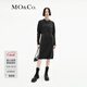 MO&Co.針織連衣裙綿羊毛羊駝毛裂口收腰高腰直筒灰色針織連衣裙 礦灰色 M 165
