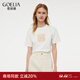 歌莉婭 新品繡花女高級感白色正肩氣質(zhì)潮流T恤短袖打底衫1E4R0B010 05W米白 L