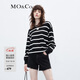 MO&Co.秋季美麗諾綿羊毛寬松條紋毛衣針織衫美式