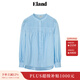 ELAND衣戀襯衫女前襟裥褶泡泡袖寬松純棉透氣上衣夏季新品 淺藍色(51)L/Blue S 160