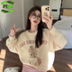 馨顏2025新款長(cháng)袖毛衣絨毛寬松可愛(ài)兔子針織衫女慵懶套頭甜美上衣秋冬 白色 S 85-95斤
