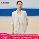 藍地（LANDI）商場(chǎng)同款夏季新款五分袖西裝外套女薄款立體裁剪上衣 米白色 XL