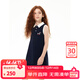 ELLE KIDS童裝 法式學(xué)院風(fēng)polo領(lǐng)背心裙女童春夏臘腸狗無(wú)袖連衣裙 藏青色 160 (S)