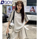 DGOV美式炸街休閑運動(dòng)套裝女夏學(xué)生寬松韓版時(shí)尚短袖短褲跑步兩件套女 灰色【兩件套】 XL 【建議111-125斤】