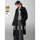 ELLE【100%綿羊毛】黑色高級感長(cháng)款雙面呢大衣女2025冬季新年新款外套 黑色 S