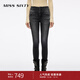 MISS SIXTY2025秋季新款牛仔褲女三環(huán)高腰復古黑灰緊身褲鉛筆褲 黑灰 30