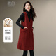 晚白【新品】小個(gè)子新年穿搭騏驥紅洋氣V領(lǐng)裙子羊毛圈圈毛無(wú)袖連衣裙 紅色 L