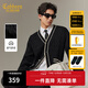 卡賓（CABBEEN）【麻花紋路】學(xué)院風(fēng)線(xiàn)衫外套男領(lǐng)型口袋間色2025冬季提花開(kāi)衫外套 煤黑色01 L /175/50