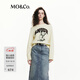 MO&Co.毛衣針織衫綿羊毛絨感小熊寬松美式復古圓領(lǐng)花灰摩安珂 淺黃色 L 170