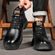 【廠(chǎng)家清倉】秋冬男士高幫皮靴加絨加厚保暖棉靴側拉鏈馬丁靴 黑色【加絨】 42