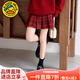 G.duck童裝女童毛衣秋冬季加厚保暖兒童針織打底衫紅色喜慶女孩新年衣服 紅格呢子短裙 160 （建議身高150cm 13-14歲）cm