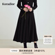 珂萊蒂爾秋季款法式優(yōu)雅100綿羊毛過(guò)膝保暖A型中厚半身裙 黑色 M