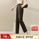 尚都比拉冬季簡(jiǎn)約百搭休閑褲女通勤顯瘦九分哈倫毛呢褲女 棕色 M 