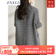 ZXEGI黑白撞色100%羊毛千鳥(niǎo)格大衣雙面零羊絨韓版早秋女裝秋冬新款毛呢 經(jīng)典千鳥(niǎo)格 S