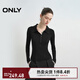 ONLY2025夏季新款簡(jiǎn)約撞色門(mén)襟拼接袖口正肩針織衫女|125324028 H1Z黑色 S