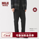 無(wú)印良品（MUJI）男式 防風(fēng)里起毛彈力錐形褲男士長(cháng)褲 褲子休閑褲25年冬季AE10BA5A 黑色 L (175/88A)