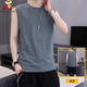 稻草人新款純棉背心夏季男運動(dòng)休閑百搭無(wú)袖薄款打底衫排汗純色坎肩上衣 BX17深灰 XL 【推薦130-150斤】
