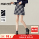 尚都比拉英倫風(fēng)氣質(zhì)半身裙女冬季含棉厚款保暖A字裙小個(gè)子中腰格紋短裙