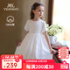 英氏（YEEHOO）女童裙子兒童衣服夏季時(shí)尚淑女休閑風(fēng)連衣裙夏裝新款可愛(ài)中小童裝 生如夏花-白色 【100%棉】 120