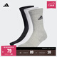 adidas三雙裝舒適襪子男女阿迪達斯官方   中麻灰/白色/黑色   M