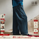 日著(zhù)原創(chuàng  )設計水洗針織牛仔褲2024冬季新款復古休閑寬松香蕉褲女 蹤影藍-加厚款 L