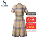 哈吉斯（HAZZYS）女裝 夏季款中長(cháng)裙純棉格紋梭織通勤連衣裙AQWSC03BC05 米色BI XL (170/92A 42)