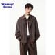 WASSUP HERMU官方外套男春秋季復古老錢(qián)風(fēng)假兩件格紋拼接設計感針織衫寬松夾克 咖色 XL （推薦130-150斤）