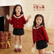 LUSON小O寶童裝女寶寶新年紅色毛衣開(kāi)衫套裝2026冬嬰兒童千金過(guò)年外套
