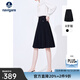 Navigare意大利小帆船半身裙女春秋季百搭a字裙時(shí)尚百褶裙顯瘦通勤半裙女 暗夜黑 L