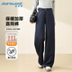 真維斯休閑褲女冬季寬松羊毛蠶絲加厚高腰直筒褲女藏青色加厚L