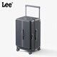Lee5輪寬拉桿行李箱26寸防爆拉鏈大容量旅行箱擴容登機拉桿箱皮箱子 品牌槍灰【帶擴展層】 26英寸 托運箱-雙層防爆拉鏈-五輪