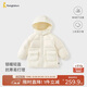 童泰（TONGTAI）寶寶羽絨服冬季衣服兒童中長(cháng)款連帽三防外套鴨絨上衣白色90cm