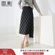 香影摩登格紋半身裙女深灰2025秋季新款優(yōu)雅復古后開(kāi)叉高腰裙子 深灰 M 160/64A/95-110斤