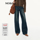 MO&Co.【神褲】牛仔褲2025秋新品棉磨白闊腿褲縫前移中腰MBE3JENT02 牛仔藍色 S 26
