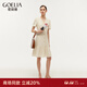 歌莉婭小香風(fēng)裙子歐若風(fēng)氣質(zhì)淑女V領(lǐng)連衣裙出游穿搭1E3R4K010 07W米色 M
