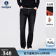 納維凱爾意大利小帆船男士牛仔褲冬季保暖通勤小腳褲中腰彈力休閑褲 暗夜黑 34 碼
