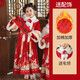 波西咪奇（BOXIMIQI）女童漢服冬裝拜年服2026新款兒童馬面裙冬季加厚新中式中國風(fēng)套裝 紅色外套+裙子【收藏加購送毛領(lǐng)】 130