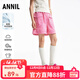 安奈兒（Annil）童裝女童牛仔短褲2025夏新款休閑工裝摩登粉色彈力運動(dòng)褲子 粉粉花 150