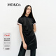 MO&Co.連衣裙春新中式醋酸雙面緞捏褶收腰開(kāi)叉MBE1DRS010 黑色 L L/170