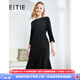 愛(ài)特愛(ài)（EITIE）秋冬商場(chǎng)同款優(yōu)雅通勤百搭收腰魚(yú)尾七分袖連衣裙女包臀6007747 黑20 2XL 44